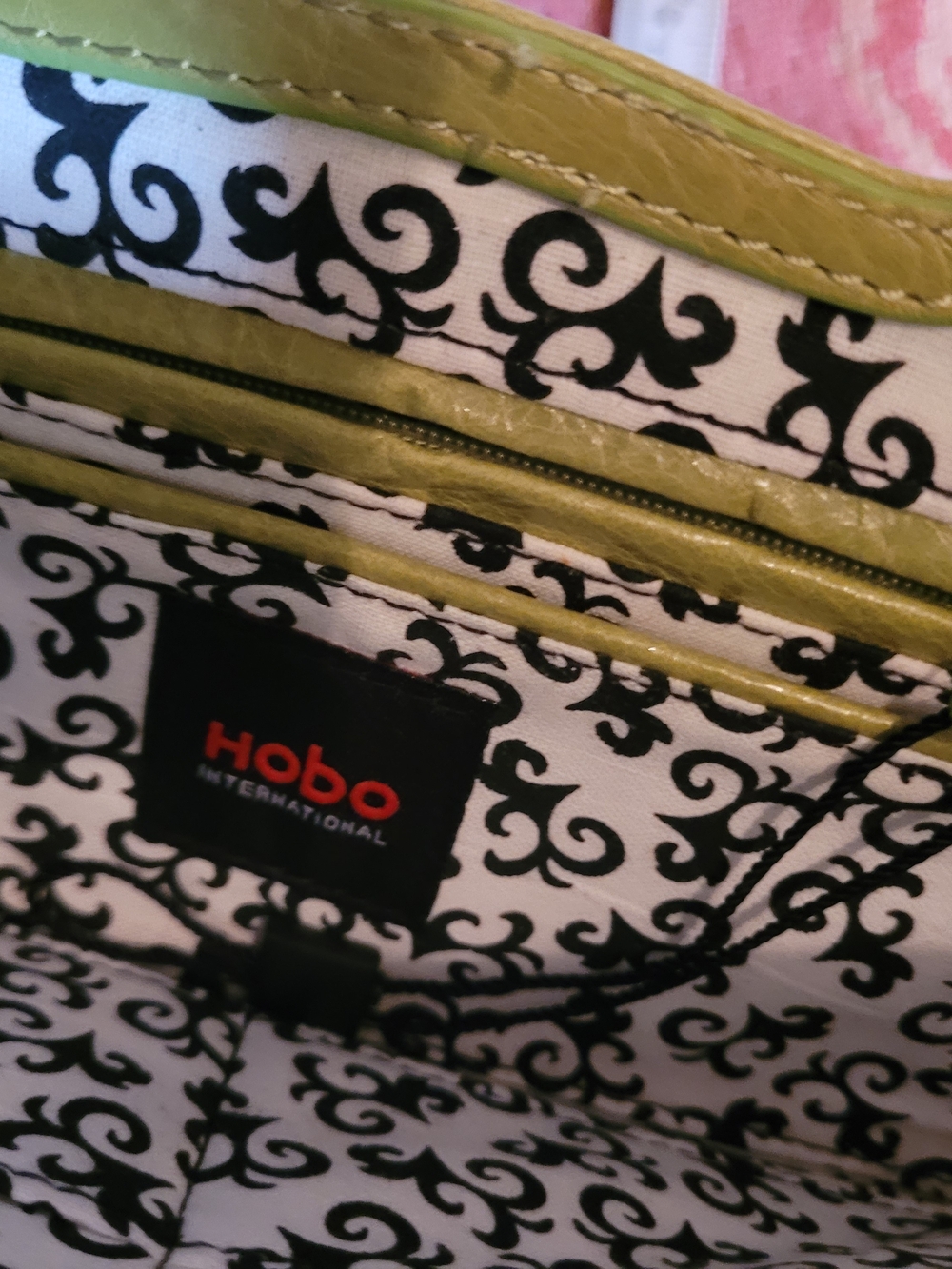 HOBO Olive Green Leather Fold-Over Clutch with Cutout Handle - Picture 4 of 7